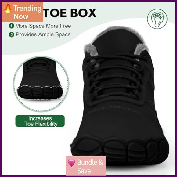 Fur Lined Water Repellent Winter Snow Boots Wide Toe Box Minimalist Hiking - Picture 7 of 8